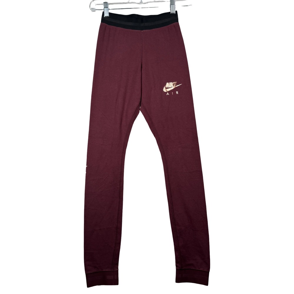 Nike Air Leggings Womens XS Maroon Logo‎ Spellout Activewear Athleisure